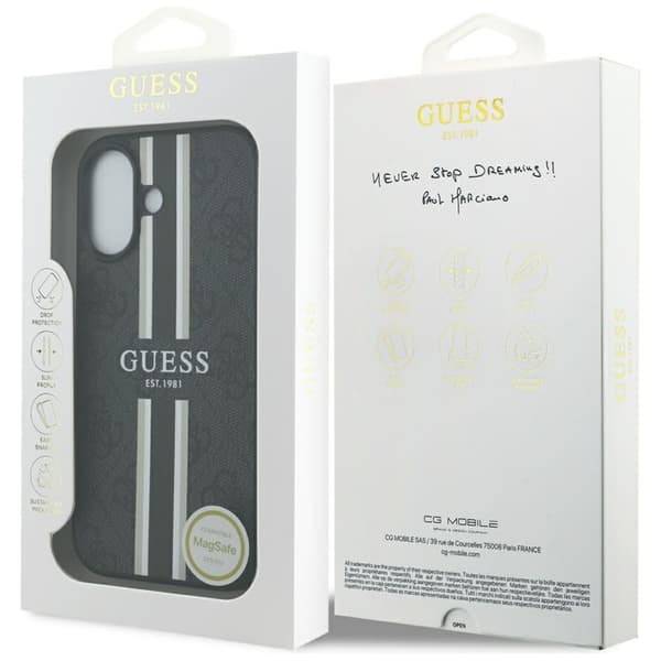 Guess 4G Printed Stripes MagSafe - iPhone 17 -kotelo (musta)