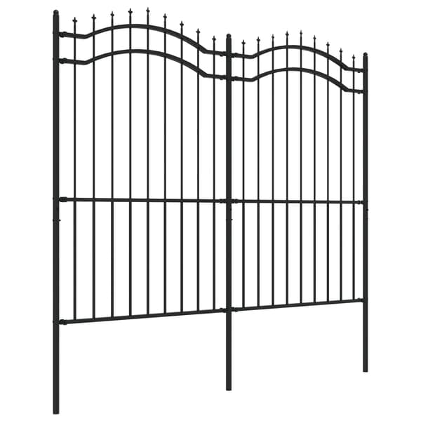 vidaXL spidshegn, sort, 222 cm, pulverlakeret stål