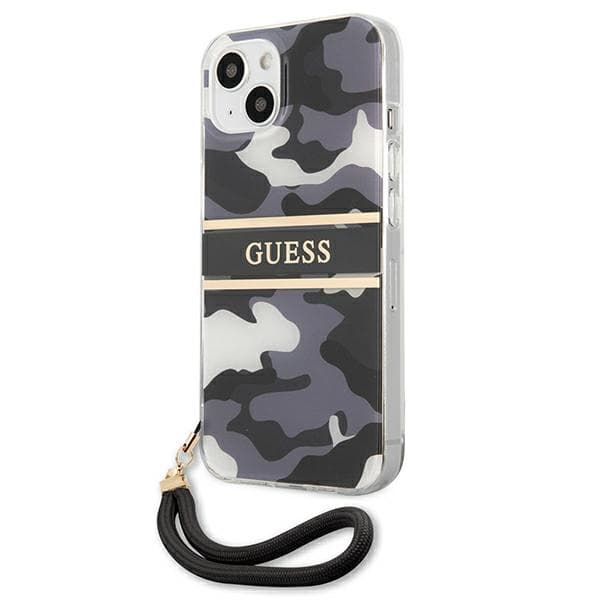 Guess GUHCP13MKCABBK iPhone 13 / 14 / 156.1 sort/sort hårdt etui Camo Strap Collection