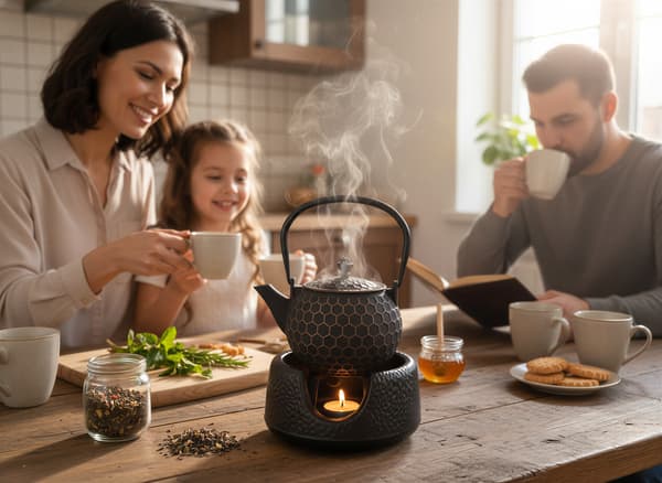 Støbejernskedel 1,2 l te- og urteinfuser + varmer