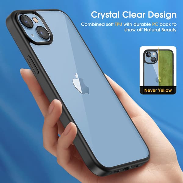 IPHONE 14 PLUS ETUI SORT RAMME 3X HÆRDET GLAS KAMERABESKYTTELSE
