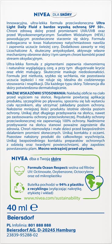 Nivea Sun Invisible Daily Fluid LIGHT SPF 50+ 40ml