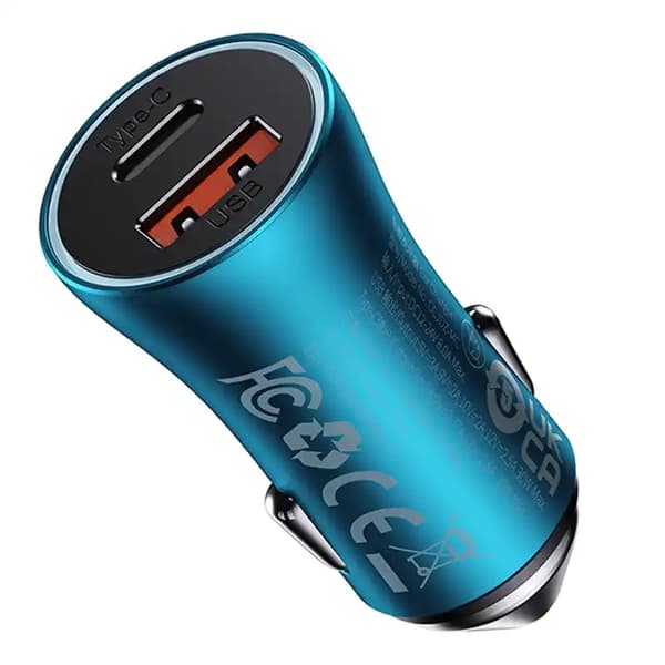 Baseus Golden Contactor Max Billaddare, USB + USB-C, 60W (Blå)