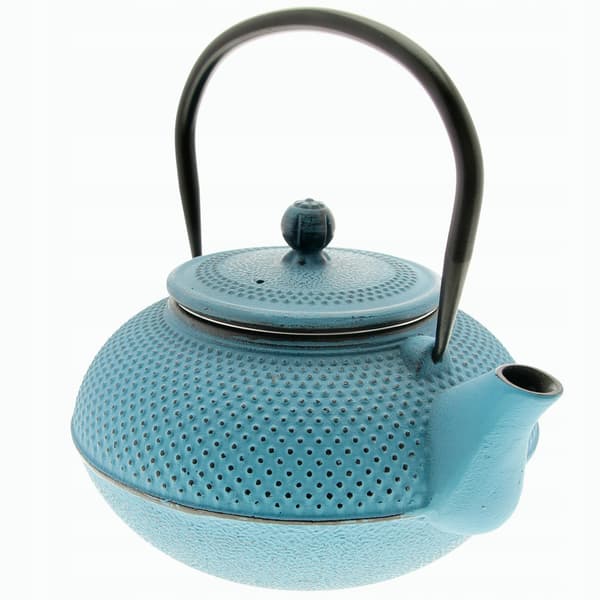 Støbejernskedel blå 1,5 l infuser med si til urtete