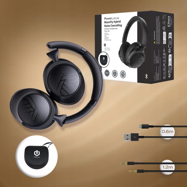 PREMIUM 70t Bluetooth-hovedtelefoner PowerLocus Moonfly / Mikrofon / ANC + Etui