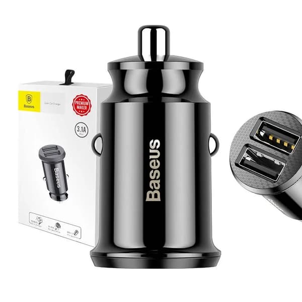 Baseus Grain Autolaturi 2x USB 5V 3.1A (Musta)