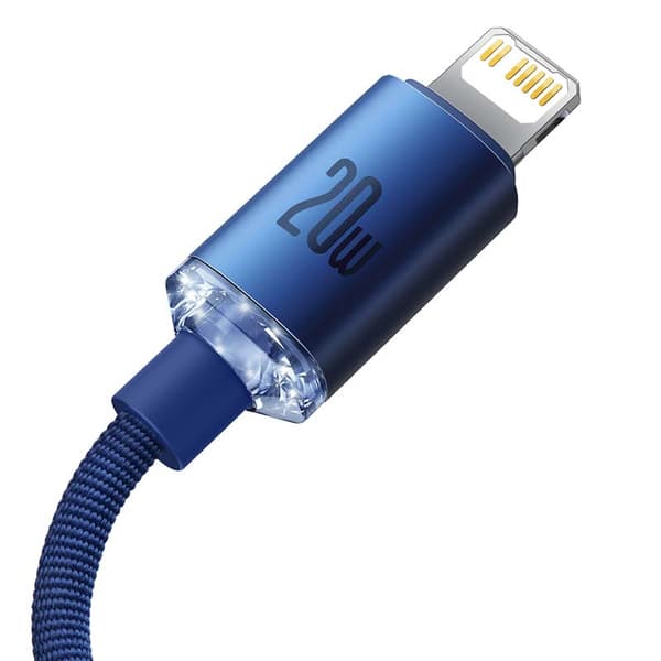 Baseus Crystal USB-C - Lightning-kaapeli, 20W, 1.2m (sininen)