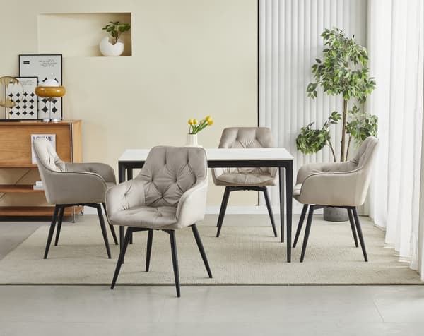 JORK360 stol - mørk beige fløjl / sorte ben x 2