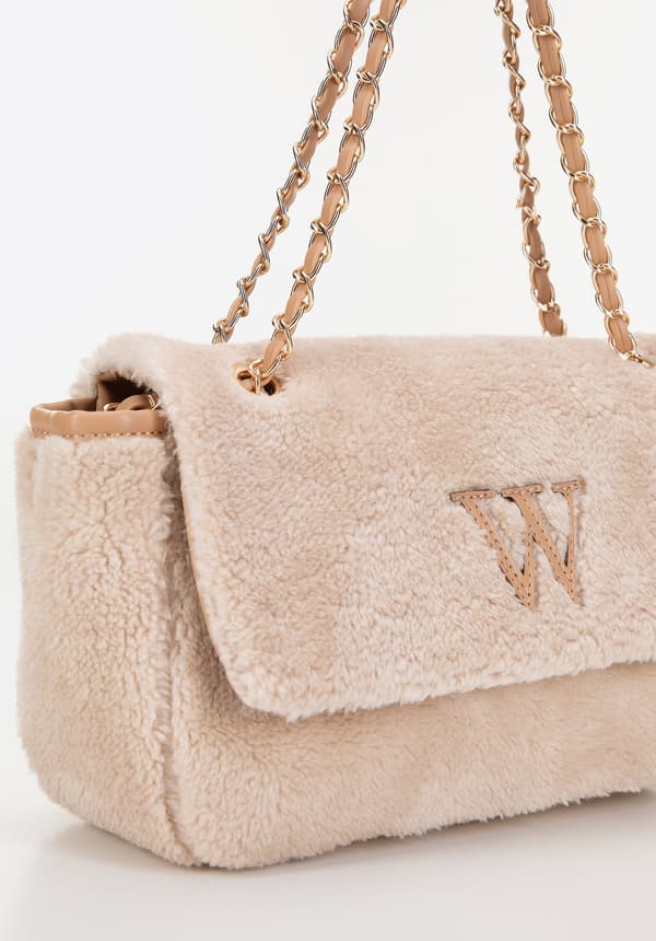 Wittchen Dames Crossbody Taske med Pels, Creme, Creme Polyester