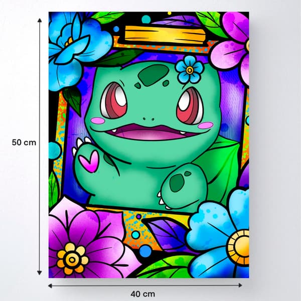 Pokémon Bulbasaur målning med siffror och ram 40x50 cm
