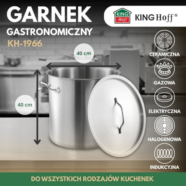 GASTRONOMISK GRYTA MED STÅLLOCK 50L KINGHOFF KH-1966