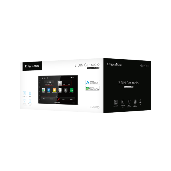 Radio Samochodowe Kruger&Matz CarPlay/AndroidAuto 7” 2DIN Bluetooth USB AUX