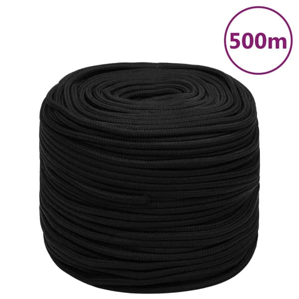 vidaXL Arbetsrep, Svart, 8 mm, 500 m, Polyester