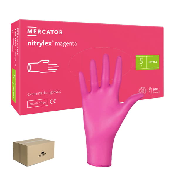 Nitrilhandsker S pink Mercator Nitrylex Magenta 100 stk. karton 10-pak