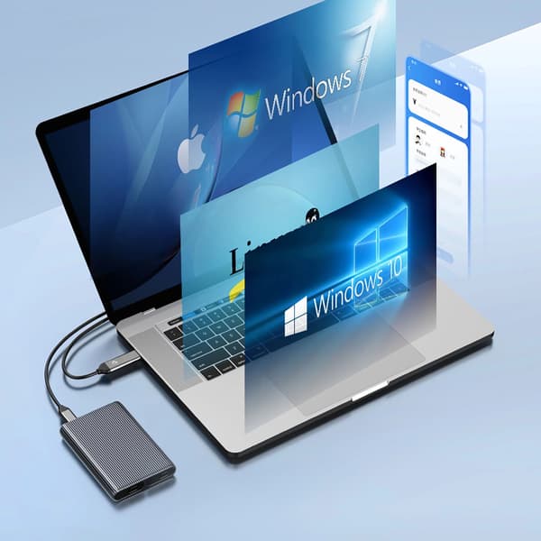 Orico AM2C3-2N Dobbelt diskbås til to M.2 NVME USB-C 3.2 10Gb/s drev - grå