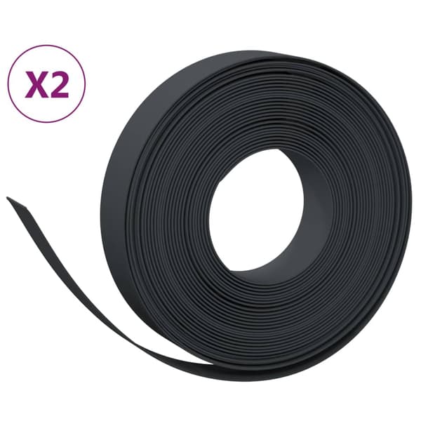 vidaXL Puutarhan reunus, 2 kpl, musta, 10 m, 10 cm, polyeteeni