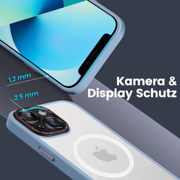 FODRAL TILL APPLE IPHONE 14 BLÅ TRANSPARENT BAKSIDA + MAGSAFE
