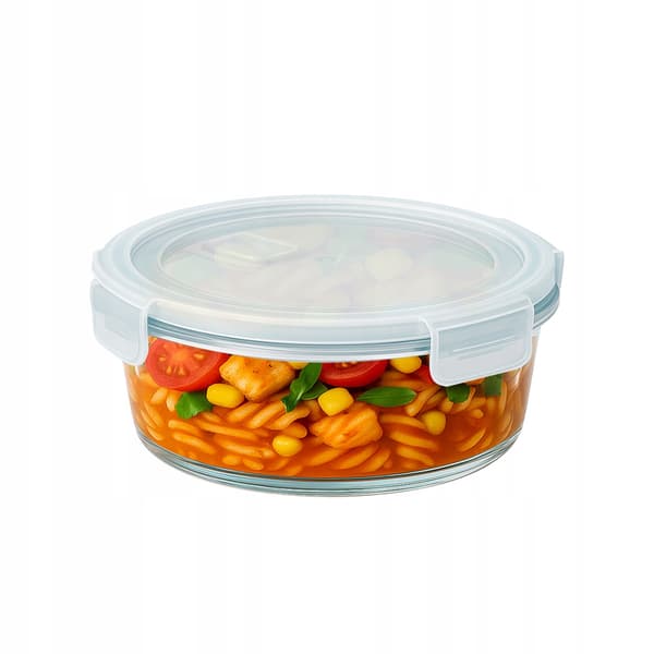Hermetisk rund glasbehållare 620 ml för mat, sallad, lunch, soppa