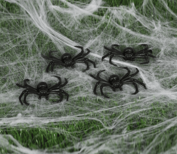 Dekorationssæt Edderkopper Sort Halloween 4 stk. 8 cm