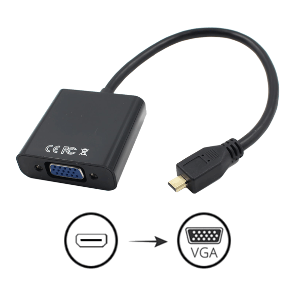 Adapter micro HDMI til VGA + audio jack 3.5 mm konverter for billede og lyd