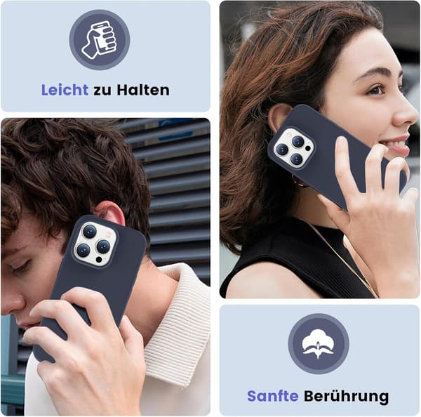 FODRAL TILL APPLE IPHONE 14 PRO, SILIKON, MARINBLÅ BAKSIDA