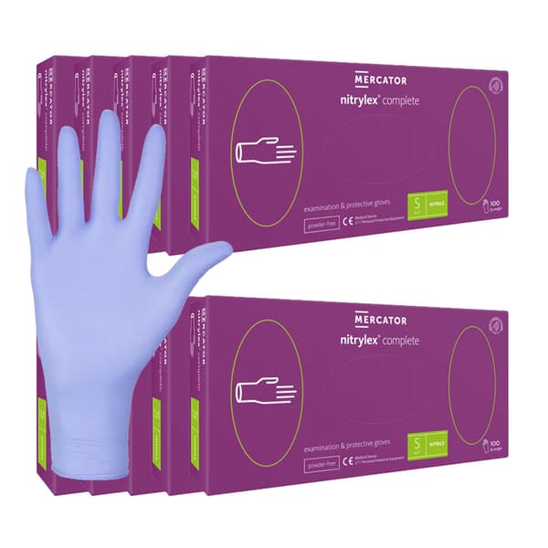 Nitrilhandsker S lilla Mercator Nitrylex Complete 100 stk. karton 10-pak