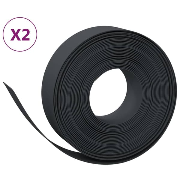 vidaXL havekant, 2 stk., sort, 10 m, 15 cm, polyethylen