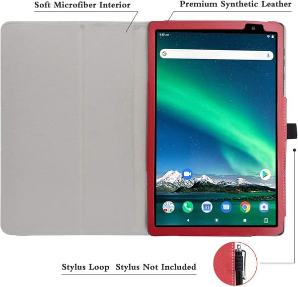 TOSCIDO P20 TABLETETUI RØD, SOLID, BESKYTTENDE LUKKET MED FLAP