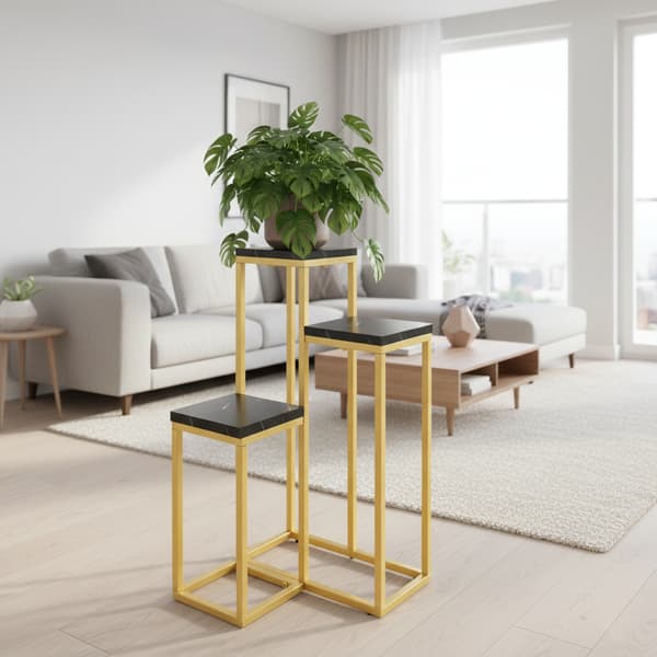Blomsterstativ i flere niveauer, 3 niveauer, rustik loftsgulvstativ, 68 cm