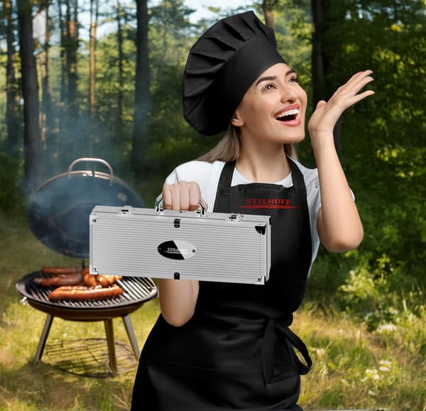Tilbehørssæt til STILHOFF GRILL, 7 bestikdele, 5 dele + etui + handsker