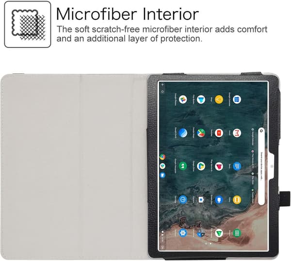 TABLETETUI TIL ARCHOS T96 9,6" PU-LÆDER SORT MAT MED STATIV