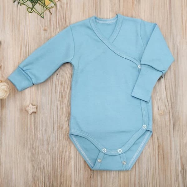 Växande babybody 56/62 långärmad 100% bomull blå