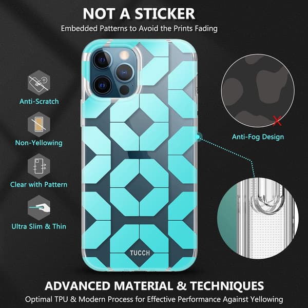 FODRAL TILL APPLE IPHONE 12/12 PRO BLÅ MÖNSTER + GLAS
