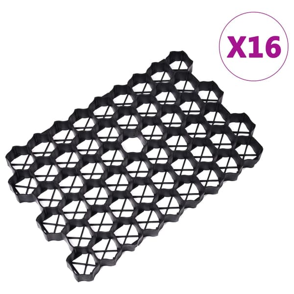 vidaXL espalier til græsplæne, 16 stk., sort, 60x40x3 cm, plastik