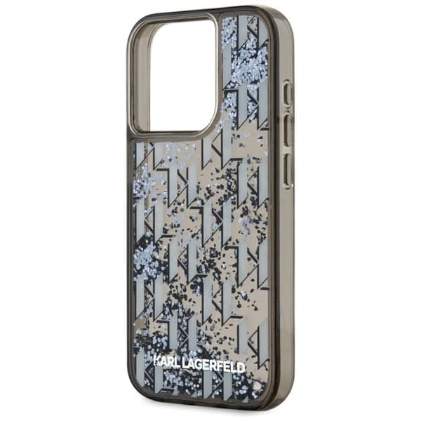 Karl Lagerfeld Liquide Glitter Monogram Gradient Cover til iPhone 15 Pro Max Sort