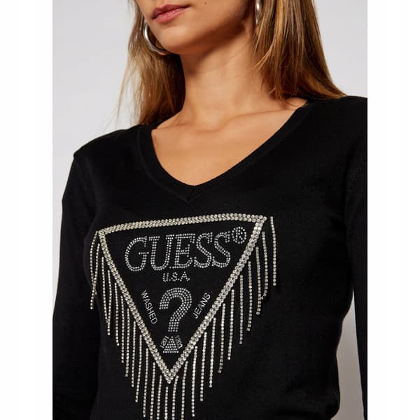 Guess svart klassisk logotyp långärmad tröja XS