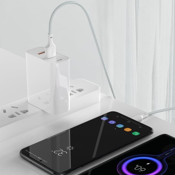 Baseus Simple Wisdom USB til USB-C kabel, 40W, 5A, 1,5m (hvid) 2 stk.