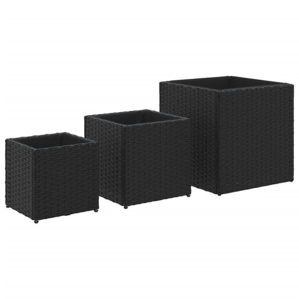 vidaXL haveplantekasser 3 stk., sort, polyrattan