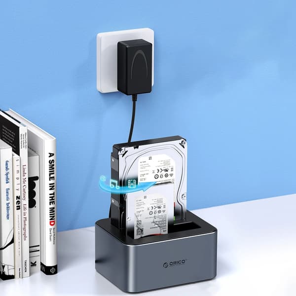Orico 6626C3-C-V1 2-disk dockingstation med offline klonfunktion 2.5/3.5 SATA HDD/SSD - Grå