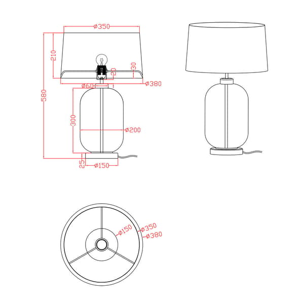 BORDLAMPE AMUR 1 E27 BLÅ LYS PRESTIGE LP-919/1T BLÅ