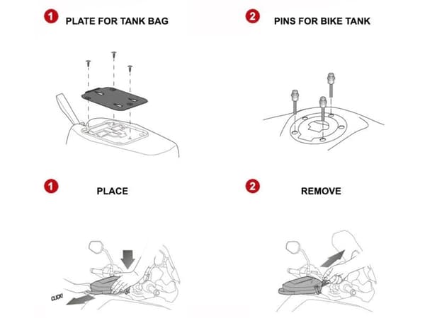 Shad Pin System Brændstoftankbeslag til Kawasaki