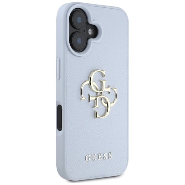 Guess Grained Big 4G Logo Small Classic Logo - Etui til iPhone 16 (blå)