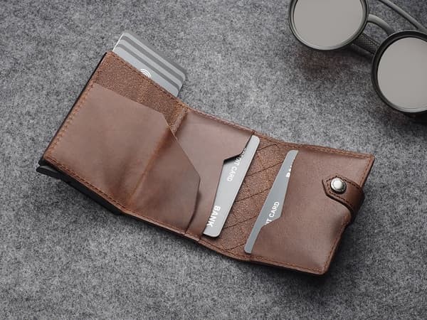 HIKER - CHIC Decor-plånbok i garvat nomadläder, brunt