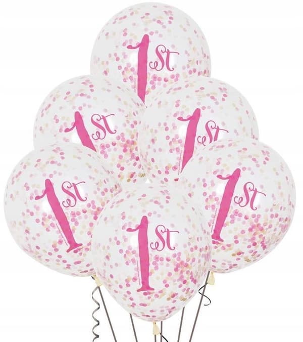 Konfettiballong rosa 30 cm 6 st