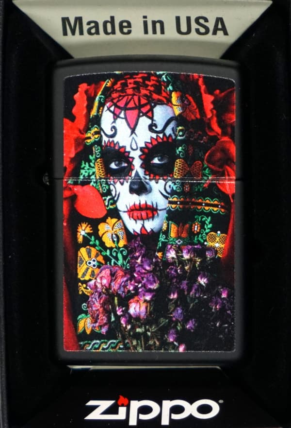 Zippo Lighter Sæt Sukkerkranie Kvinde Design Gave nr. 2