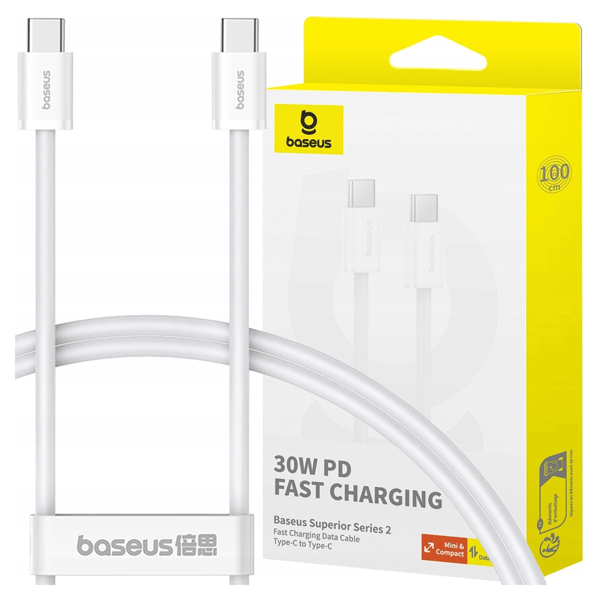 Baseus Superior Series II USB-C-kabel - USB-C 30W 480Mb/s 1m - Vit