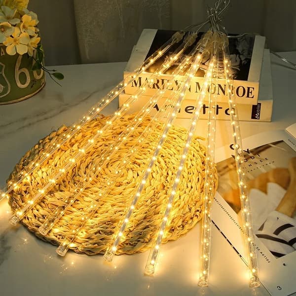 LED-JULGRANSLJUS ISPELAR METEORITER FALLANDE SNÖ VARMA 50 CM 8 ISPELAR