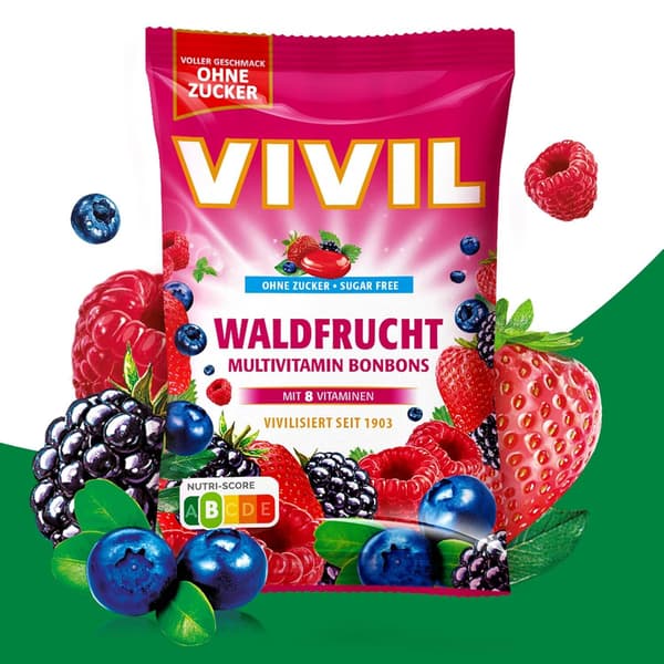 Vivil Waldfrucht sokeriton karamelli 120 g