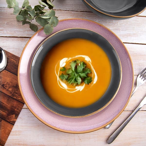 Dyb keramisk middagstallerken grå glasur 20,5 cm