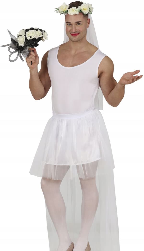Vit tutukjol för bruden, möhippa, karneval, 80 cm